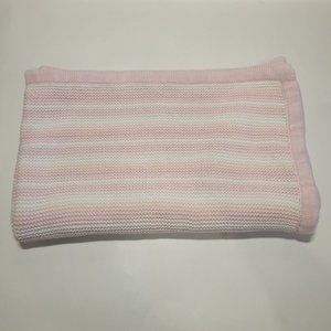 Baby Security Blanket Cotton Pink & White Stripes Sweater Knit